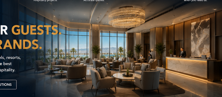 Elegant hospitality interior with floor-to-ceiling window treatments